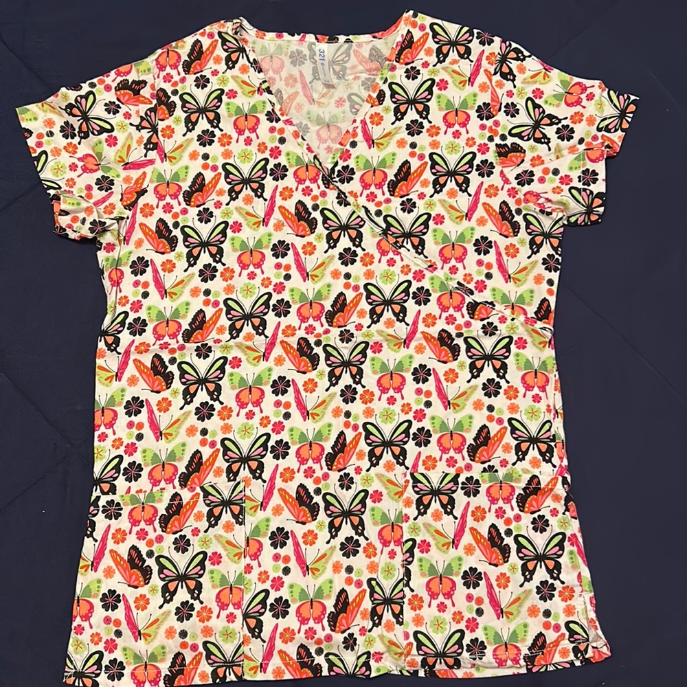 Butterfly scrub top